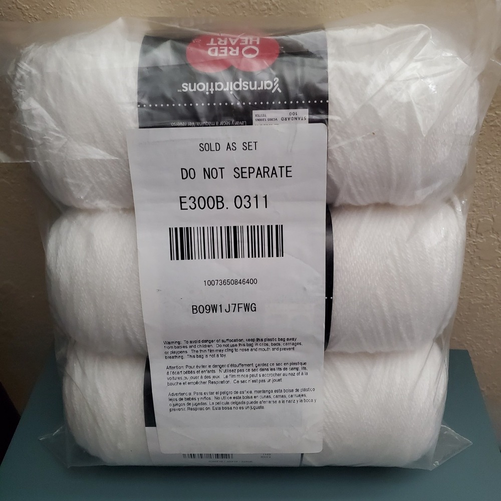 🌷New Red Heart Super Saver Yarn 3 Pack Acrylic 4 Worsted Wt Knitting Crochet - Picture 5 of 5